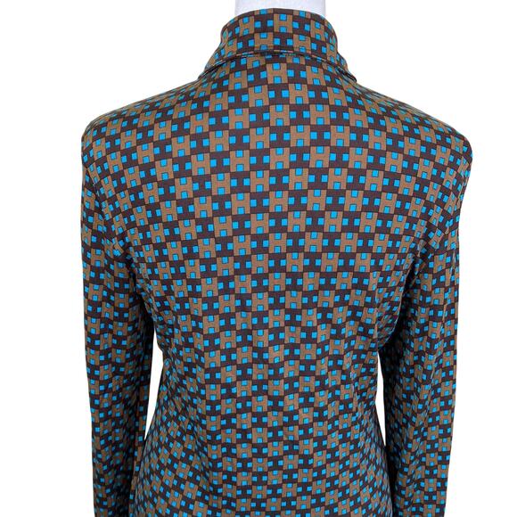 Hérion 100% Silk Retro Printed Luxorious Button-down Shirt Blouse Flared Cuff - Picture 5 of 16